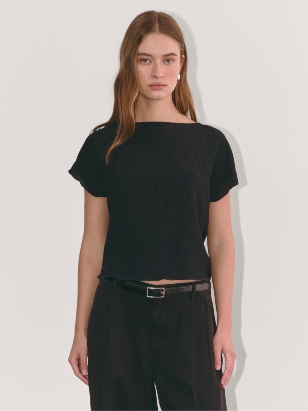 Everlane Crinkle Short Sleeve Textured Top